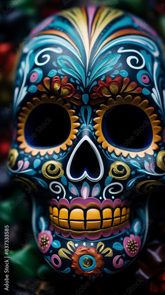 Fototapeta premium Human skulls are full of colorful variations, generative ai