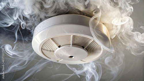 Close up of white Smoke Alarm photo