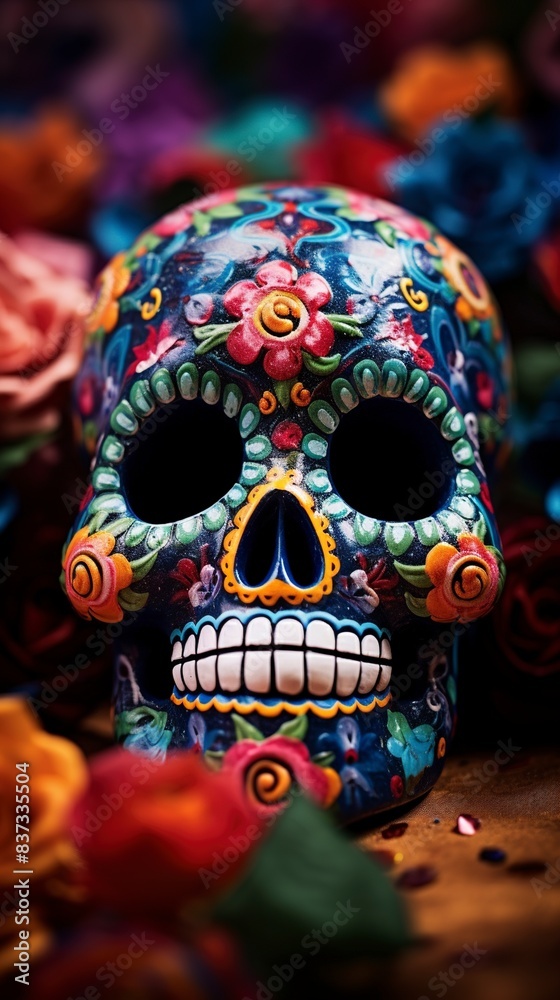 Human skulls are full of colorful variations, generative ai Human skulls are full of colorful variations, generative ai