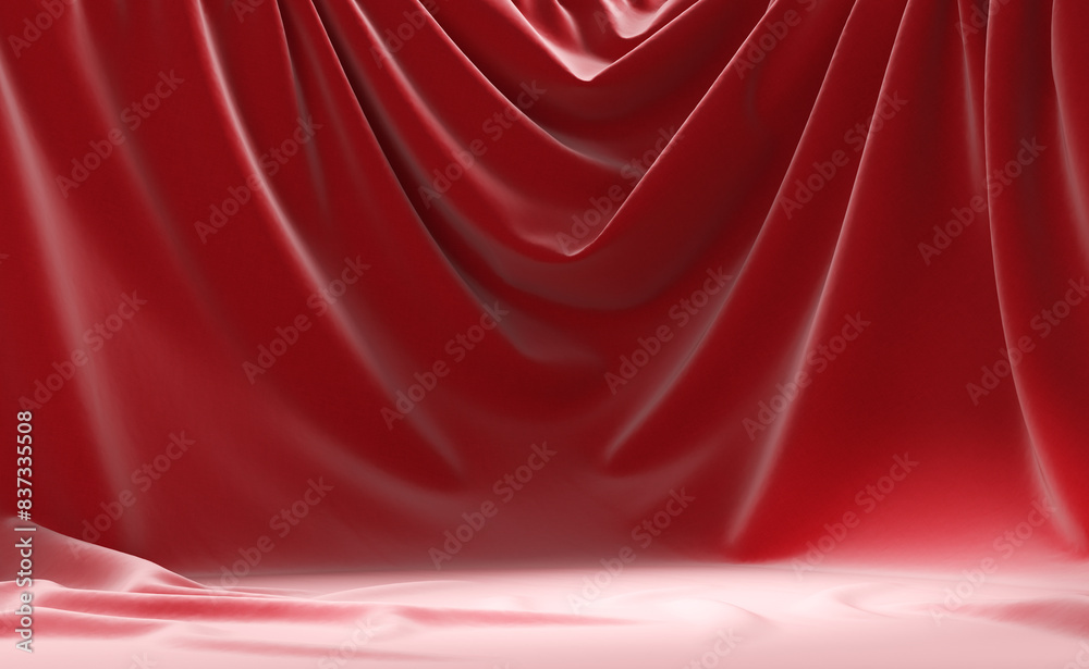 Empty podium covered with red drape. Scene for display product. Empty podium covered with red drape. Scene for display product.
