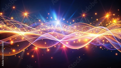 Abstract light wave wallpaper design with energy background image created by Generative AI photo