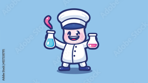 Character mascot of lab beakers as a sailor man  cu