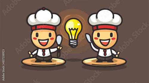 Character mascot of light bulb as a waiters cute s
