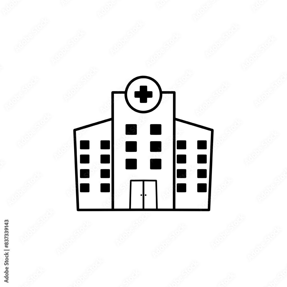 Hospital icon, outline vector sign, linear style pictogram isolated on white. Medical building symbol, logo illustration. Editable stroke Hospital icon, outline vector sign, linear style pictogram isolated on white. Medical building symbol, logo illustration. Editable stroke