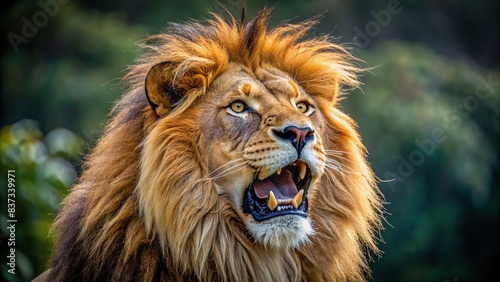 Roaring lion in a portrait