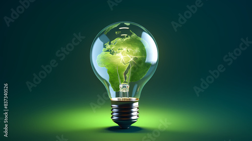Green light bulb, green energy concept