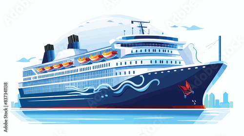 Chinese Sign Ferry 2d flat cartoon vactor illustration