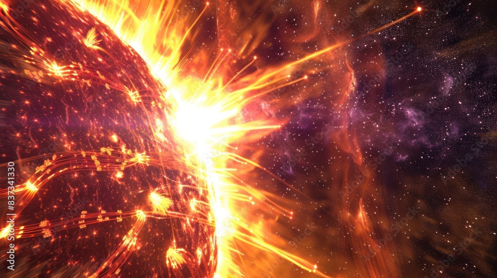 Realistic Solar Storm at Sun Surface close up from sun High Resolution Astronomical Image astral Realistic Solar Storm at Sun Surface close up from sun High Resolution Astronomical Image astral
