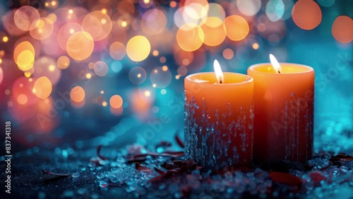 2 Candles on a blue bokeh background