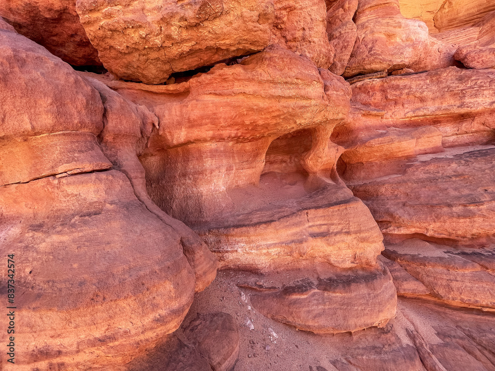 Obraz premium Stones and textures of the colored Red Salam Canyon, Egypt.