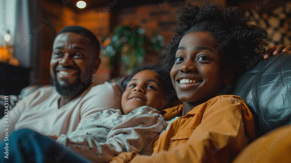 Familia afroamericana en casa disfrutando del cariño juntos y del amor en familia. Familia afroamericana en casa disfrutando del cariño juntos y del amor en familia.