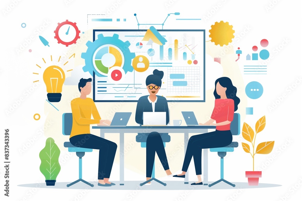 three business people working together, teamwork and team conception concept