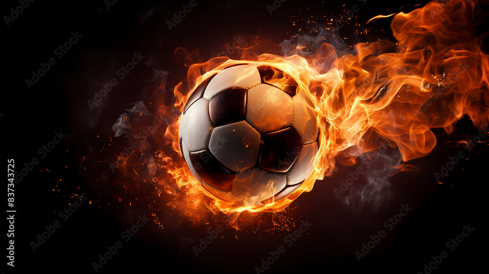 Fototapeta premium Football with fire