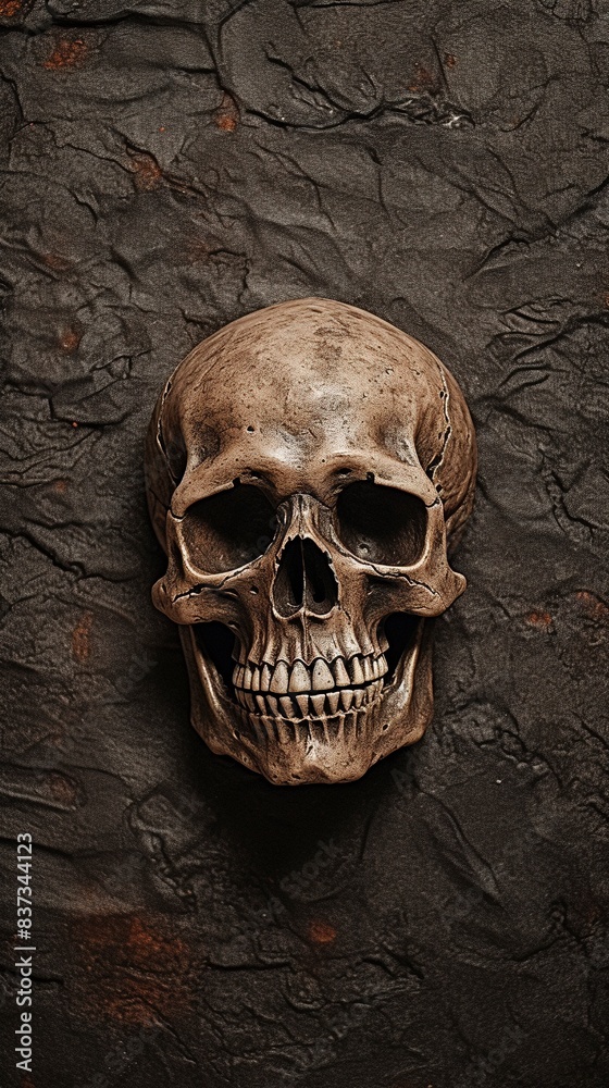 skull and crossbones on black, copy space, generative ai skull and crossbones on black, copy space, generative ai