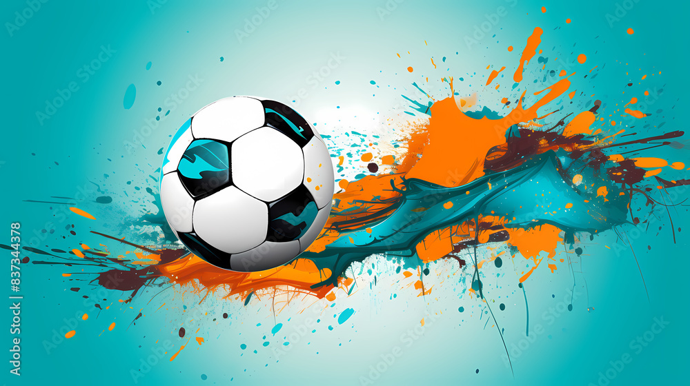 Fototapeta premium Soccer ball explosion with colors