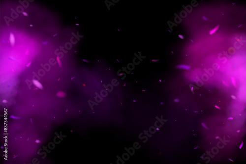 Pink magic smoke. Steam special effect isolated on transparent black background.. Fog or smoke explosion special effect. Vector illustration