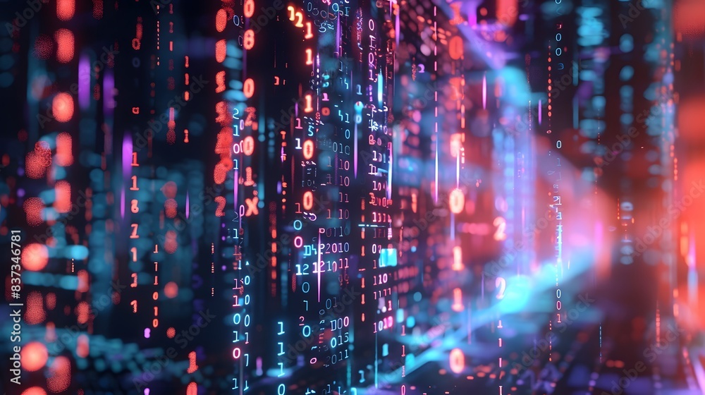 A digital stream filled with binary numbers and data, illustrating the flow of information in a high-tech environment. A digital stream filled with binary numbers and data, illustrating the flow of information in a high-tech environment.