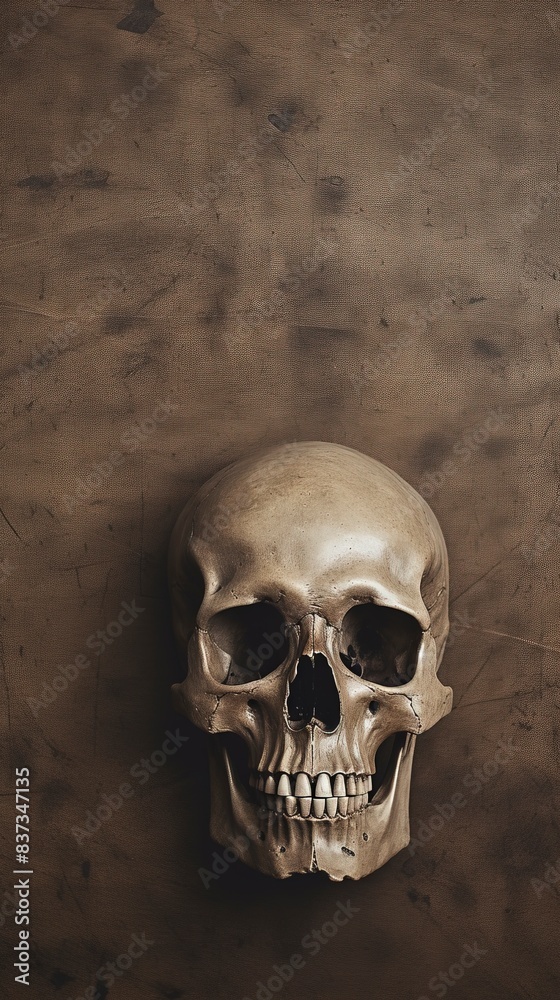 Fototapeta premium skull and crossbones on black, copy space, generative ai