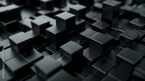 Abstract geometric blocks on a black background  3d render