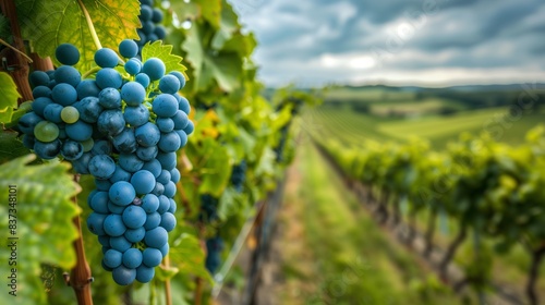 Lush Grape Cluster in Vineyard Setting