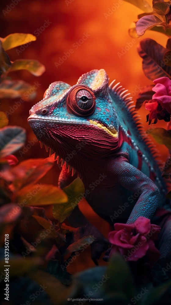 Obraz premium close up of a chameleon, generative ai