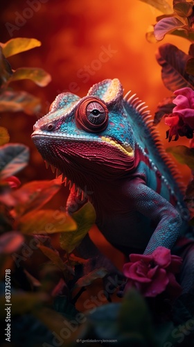 close up of a chameleon  generative ai