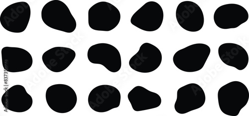 Set of random abstract liquid organic black irregular blotch shapes. Blob shapes collection. Vector Illustration.