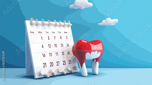 Dental Appointment Concept with 3D Realistic Calend photo