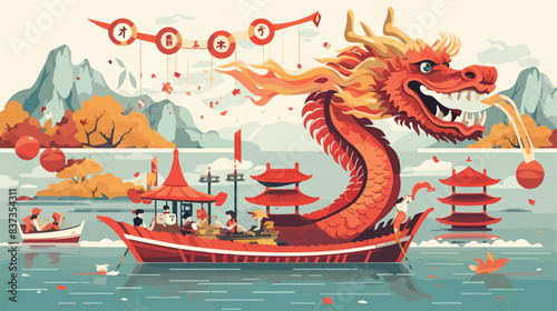 Dragon Boat Festival Poster Design with Chinese Zod
