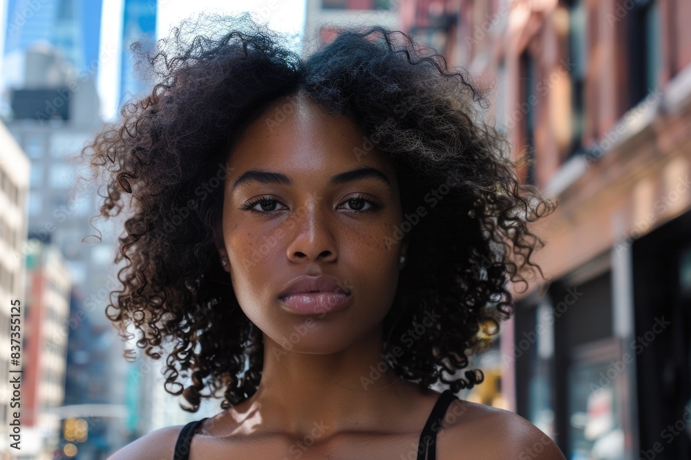 Black Woman Serious. African American Woman with Serious Expression in City Black Woman Serious. African American Woman with Serious Expression in City