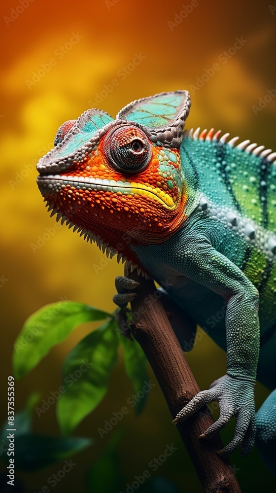 Obraz premium close up of a chameleon, generative ai