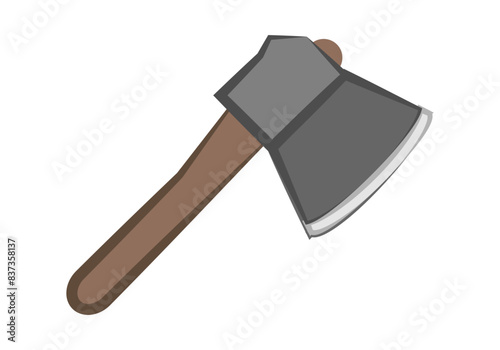 Hacha de mano de leñador en fondo blanco.