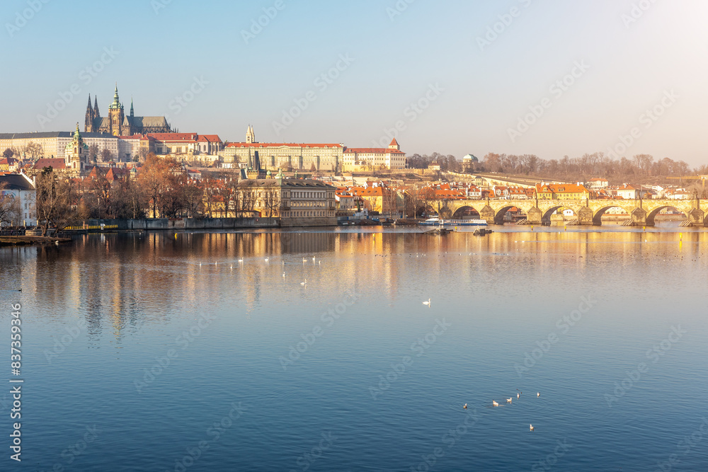 Panoramic view of old town with Charles Bridge in Prague. Czech Republic. Panoramic view of old town with Charles Bridge in Prague. Czech Republic.