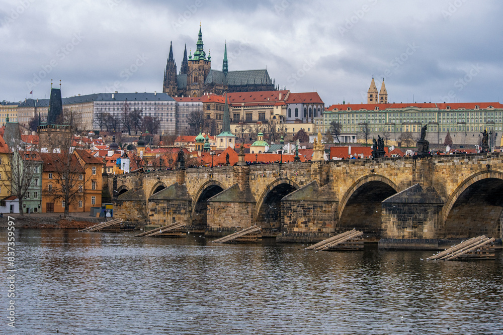 Obraz premium View of the Charles Bridge in Prague. Czech Republic.