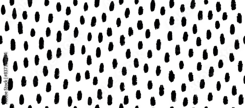 Small Black Dash Seamless Pattern on White. Vector Graphic Illustration