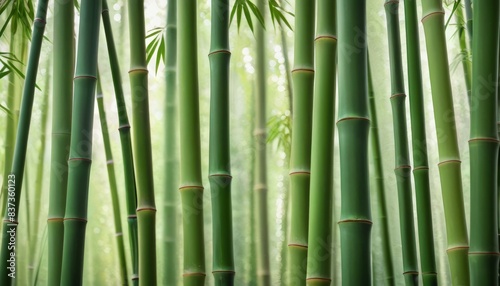 A dense bamboo forest with sunlight filtering through tall green stalks  conveying a sense of calm.