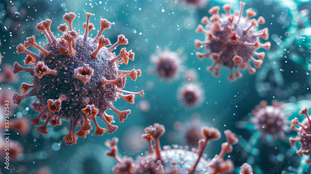 Fototapeta premium close-up of a cluster of virus particles