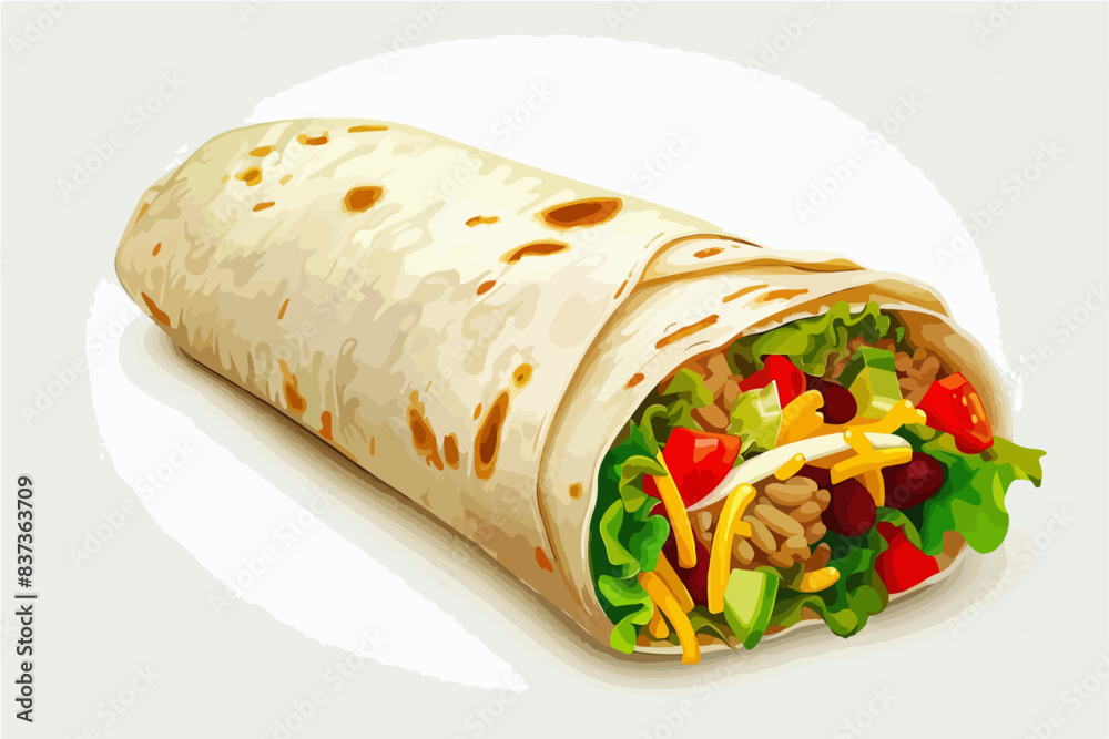 Mexican burritos on a white background.