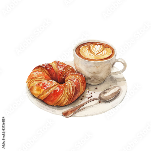 danish pastry vector illustration in watercolor style