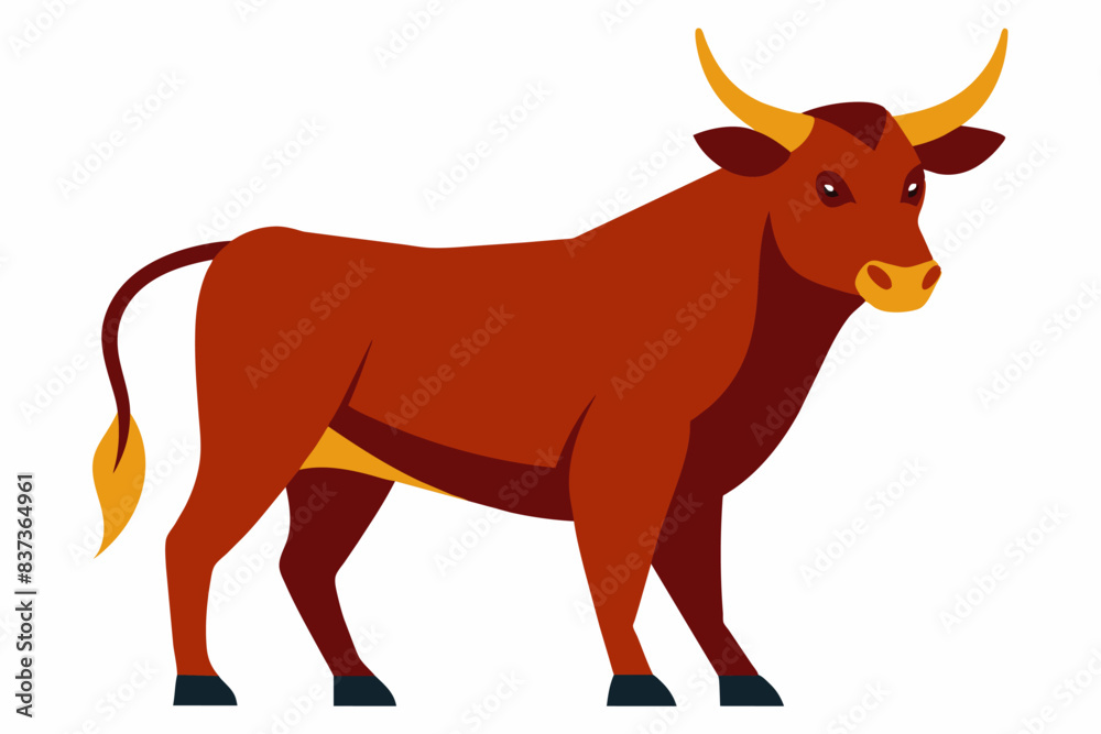 Illustration of a bull with horns isolated on a white background. Farm animal, livestock concept, agricultural Illustration of a bull with horns isolated on a white background. Farm animal, livestock concept, agricultural