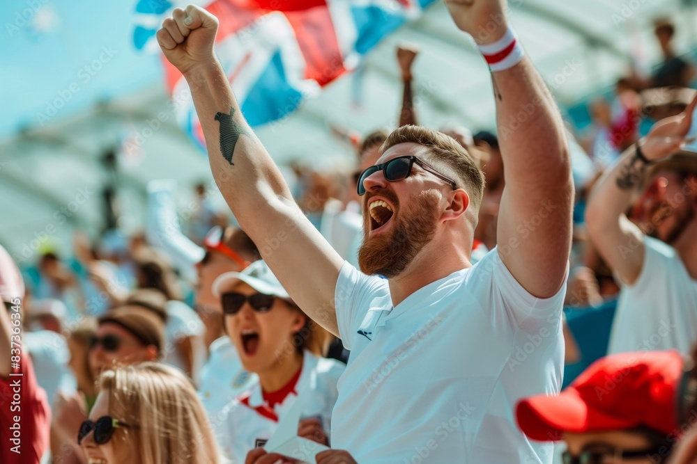 Fototapeta premium English football fans cheering at a match