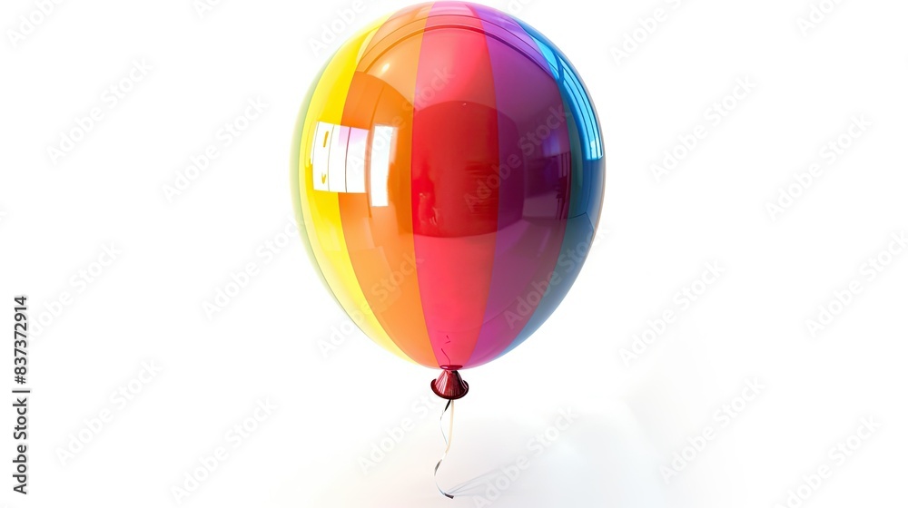 Obraz premium Floating rainbow-colored balloon isolated on clean white backgrounds