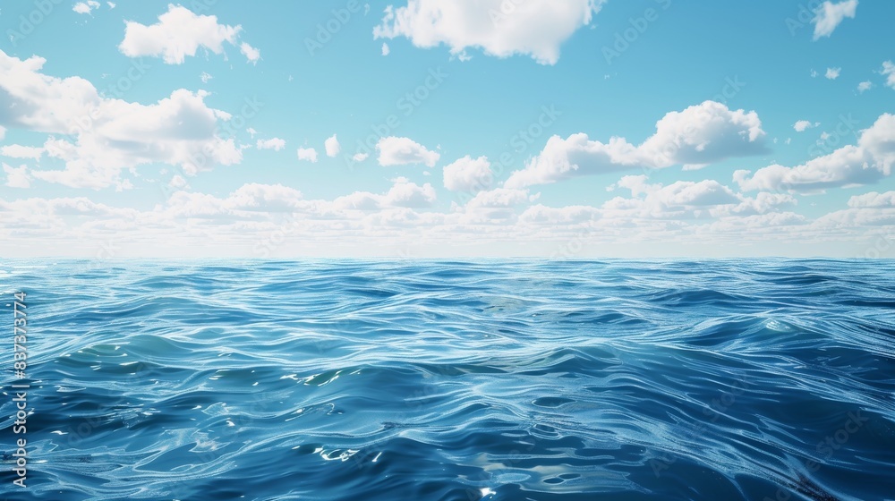 A Canvas of Azure: Calm Ocean Waves Under a Sky Painted With Clouds A Canvas of Azure: Calm Ocean Waves Under a Sky Painted With Clouds