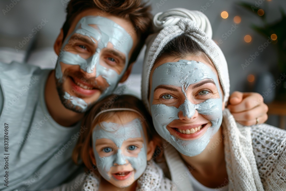 Happy family in masks Happy family in masks