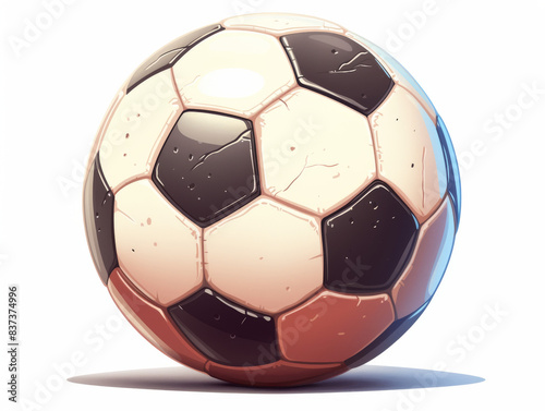 Classic soccer ball with black and white hexagonal pattern
