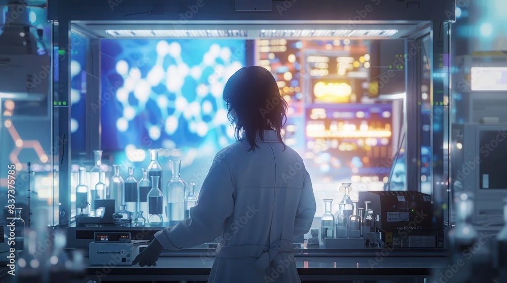 Scientist Analyzing Advanced Molecular Structures in High-Tech Laboratory