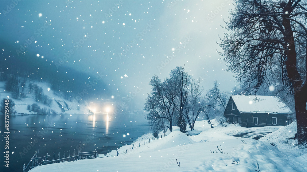 snowcoverd winter landscape at night snowcoverd winter landscape at night