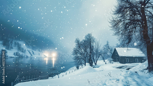 snowcoverd winter landscape at night © bmf-foto.de