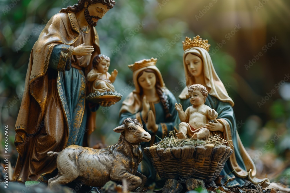 Nativity scene showing baby jesus in manger Nativity scene showing baby jesus in manger