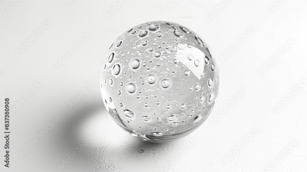 Transparent glass sphere with water droplets isolated on clean white backgrounds Transparent glass sphere with water droplets isolated on clean white backgrounds